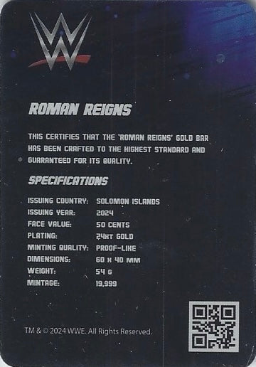 Roman Reigns trading card PW Catalog