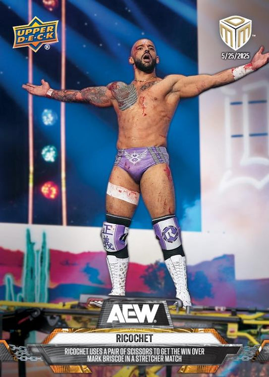 Ricochet – Ricochet Uses a Pair of Scissors to Get the Win Over Mark Briscoe in a Stretcher Match trading card PW Catalog