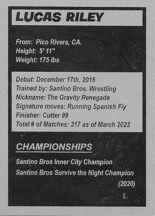 Lucas Riley trading card PW Catalog