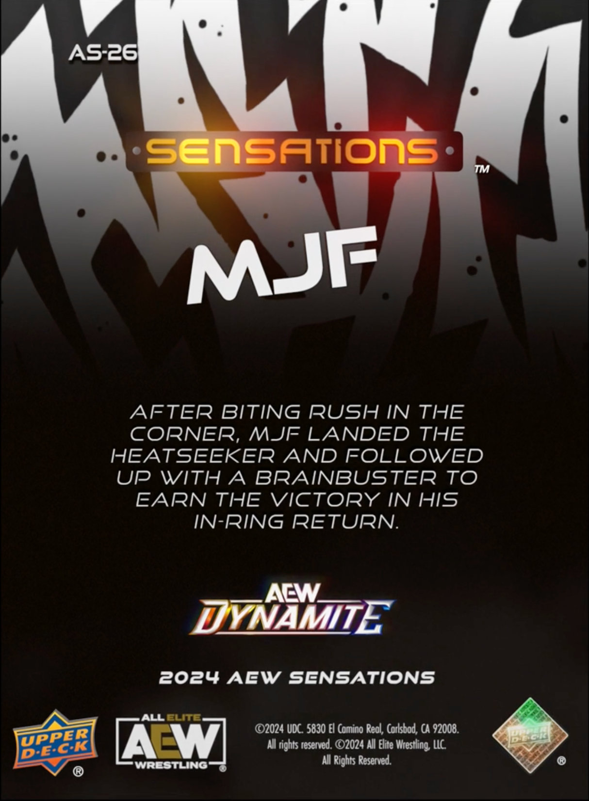 6/19/24 – MJF – MJF Outlasts Rush at Dynamite trading card PW Catalog