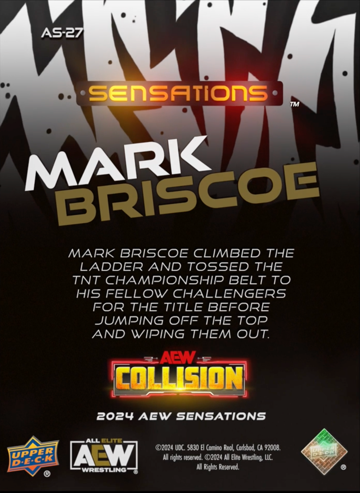 6/29/24 – Mark Briscoe – Mark Briscoe Dives Onto HIS Opponents OFF a Ladder trading card PW Catalog