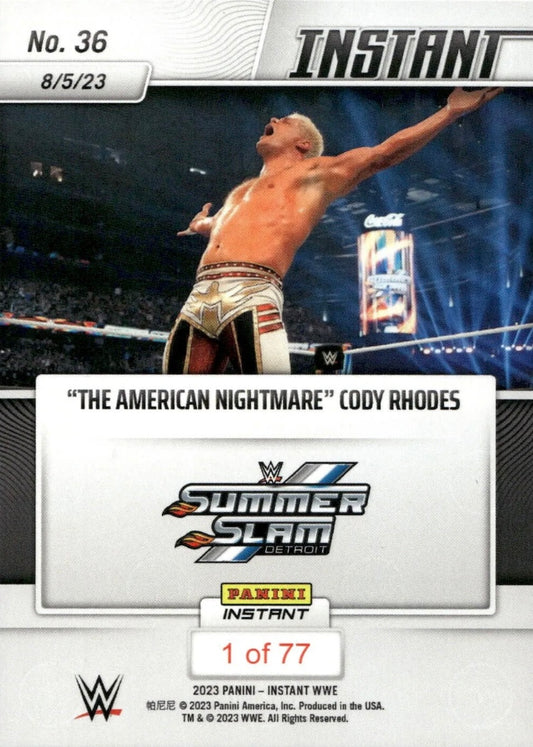 “The American Nightmare” Cody Rhodes – “the American Nightmare” Cody Rhodes Beats Brock Lesnar trading card PW Catalog