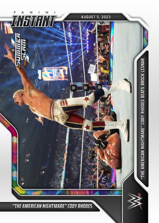 “The American Nightmare” Cody Rhodes – “the American Nightmare” Cody Rhodes Beats Brock Lesnar trading card PW Catalog