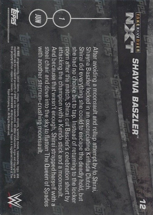 Shayna Baszler NXT Women’s Champion DEF. IO Shirai trading card PW Catalog