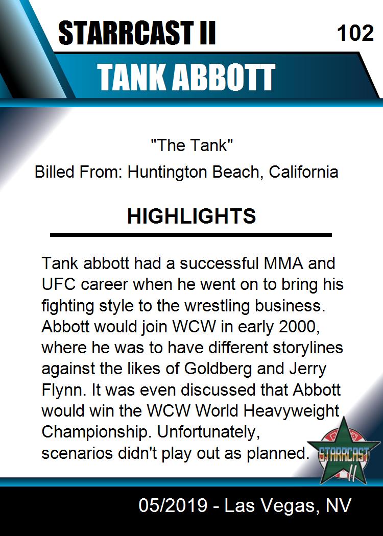Tank Abbott trading card PW Catalog