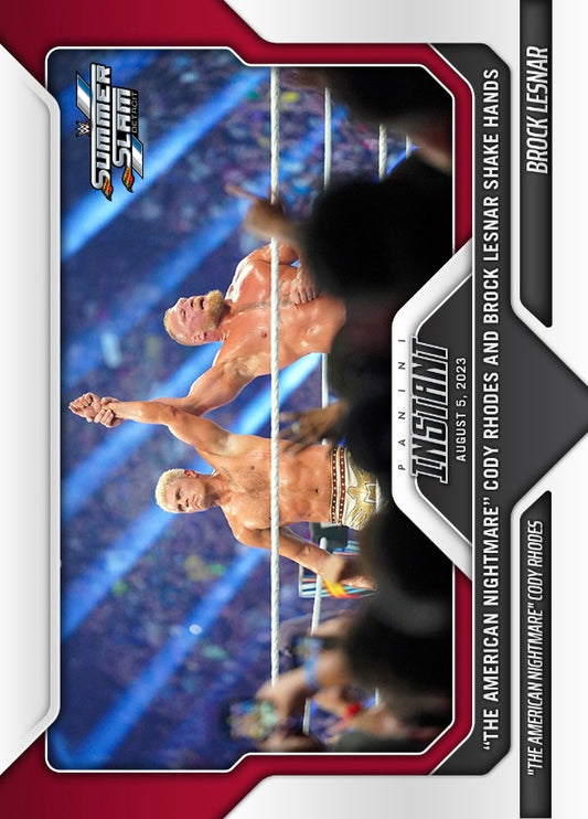 “The American Nightmare” Cody Rhodes / Brock Lesnar – “the American Nightmare Cody Rhodes and Brock Lesnar Shake Hands trading card PW Catalog