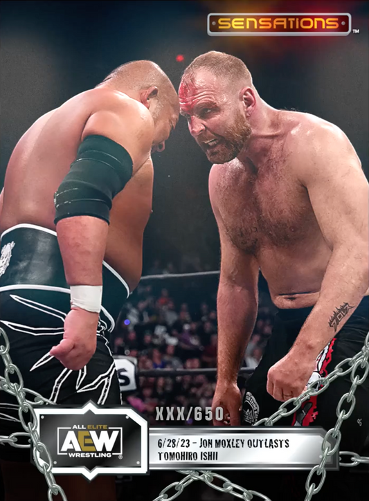 6/28/23 – JON Moxley – JON Moxley Outlasts Tomohiro Ishii trading card PW Catalog