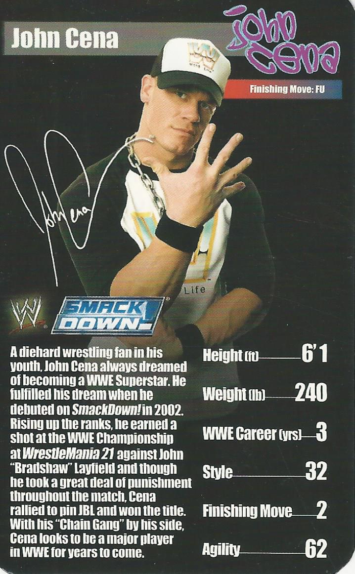 WWE Top Trumps Superstars 1 2005 John Cena trading card PW Catalog