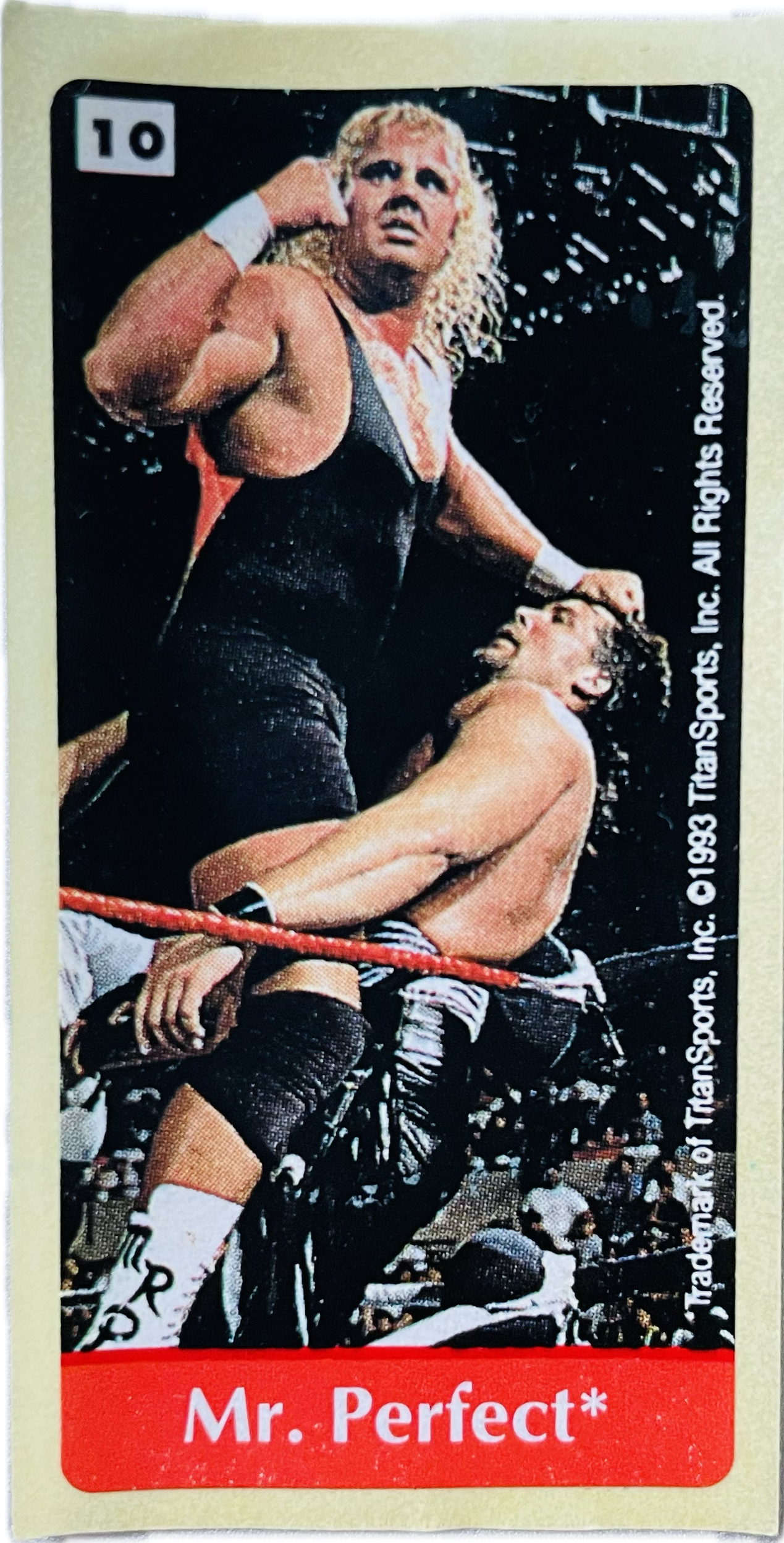 WWF Dunkin Bubble Gum Stickers (1993) No. 10 Mr. Perfect PW Catalog