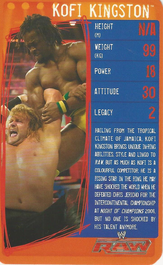 WWE Top Trumps Specials 2009 Kofi Kingston trading card PW Catalog