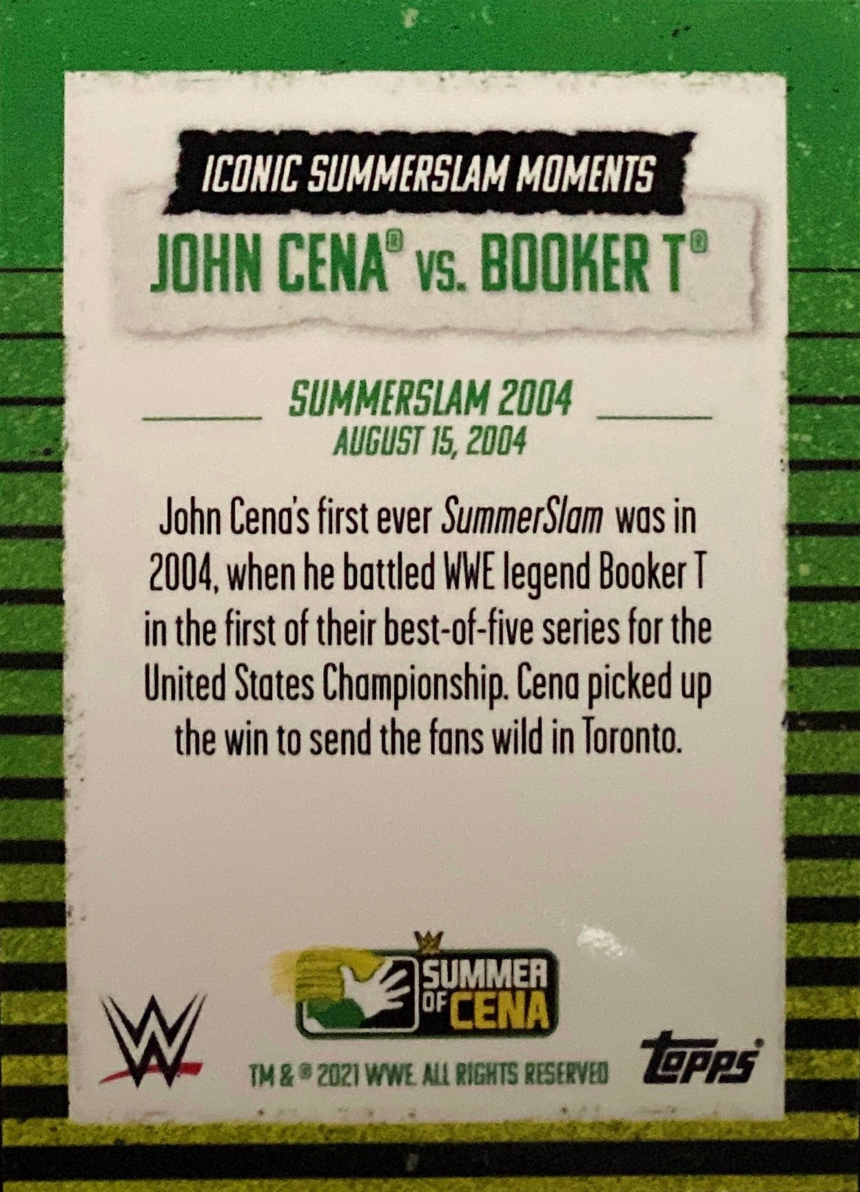 Iconic Summerslam Moments – John Cena vs. Booker T trading card PW Catalog