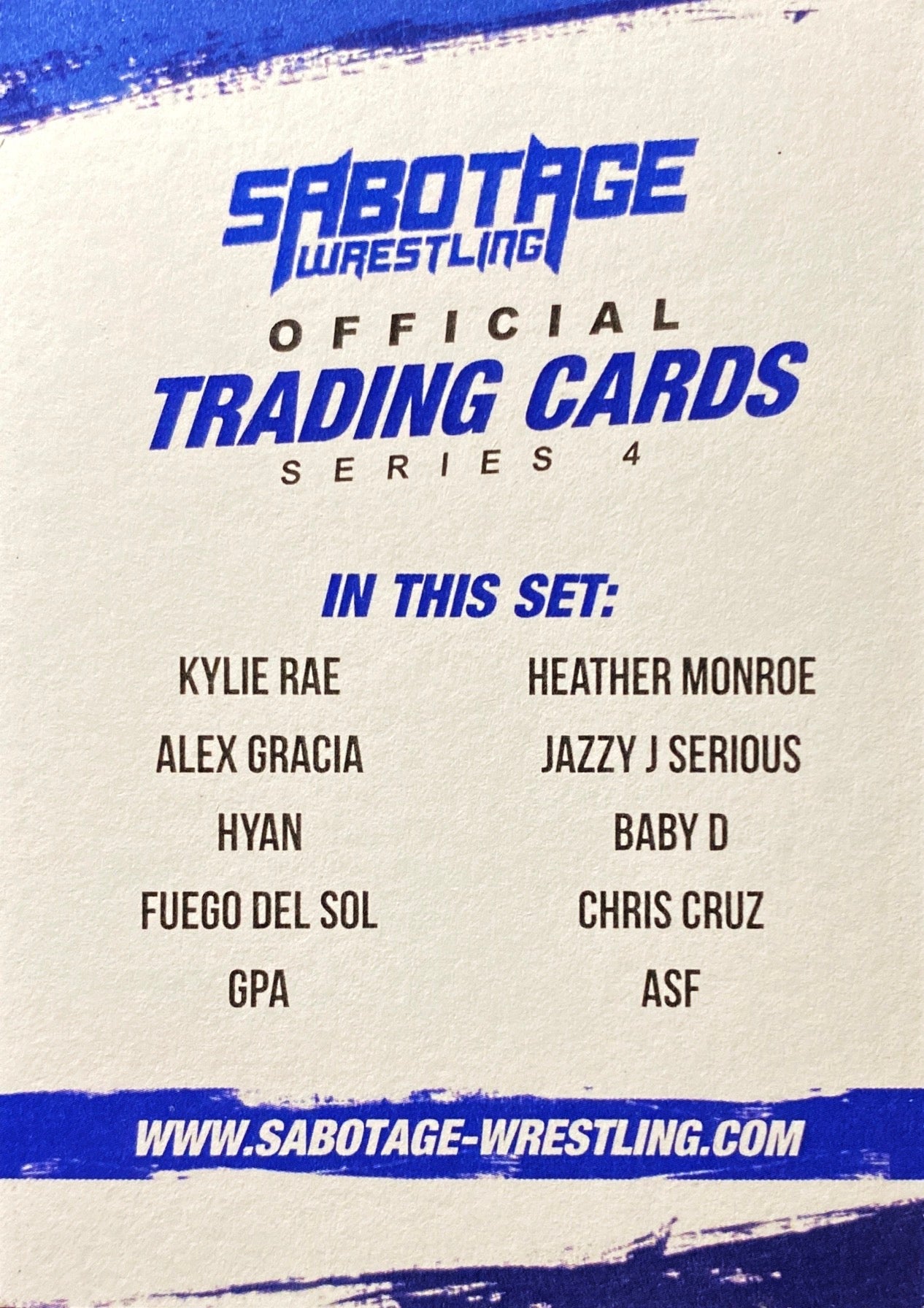 Sabotage Wrestling Official Trading Cards Series 4 / Checklist trading card PW Catalog