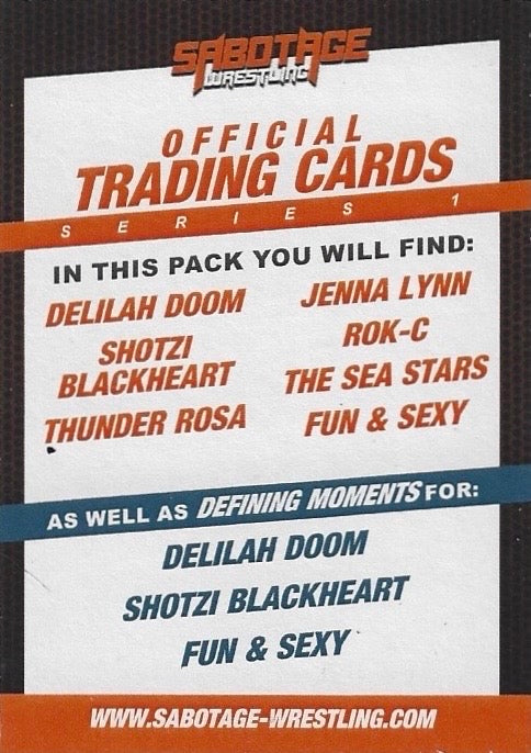 Sabotage Wrestling Official Trading Cards Series 1 / Checklist trading card PW Catalog