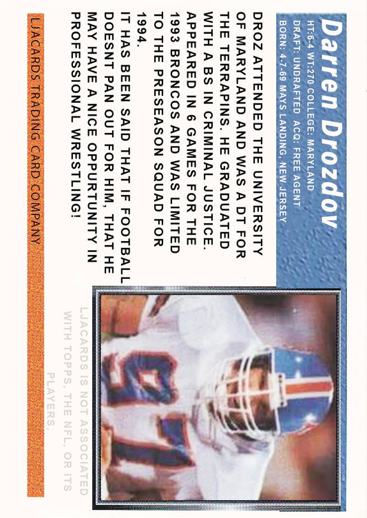 Darren Drozdov – Denver Broncos trading card PW Catalog