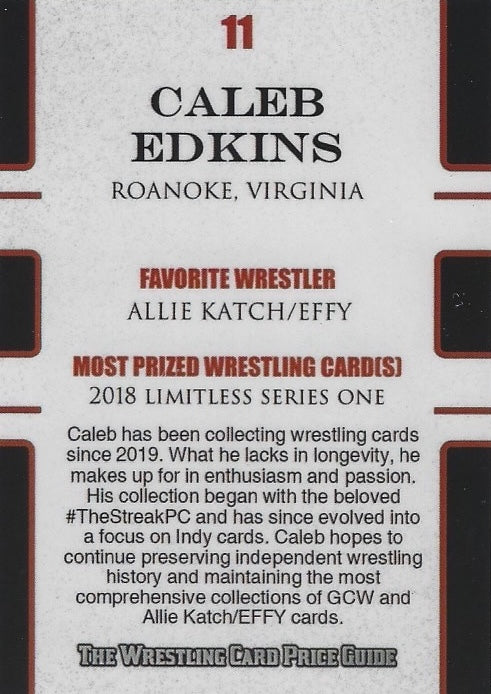 Caleb Edkins trading card PW Catalog
