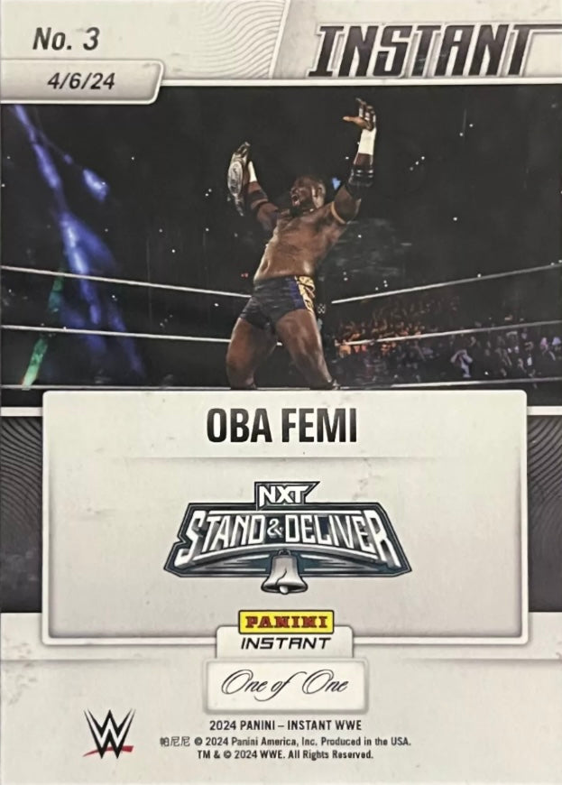 OBA Femi – OBA Femi Retains the North American Championship trading card PW Catalog