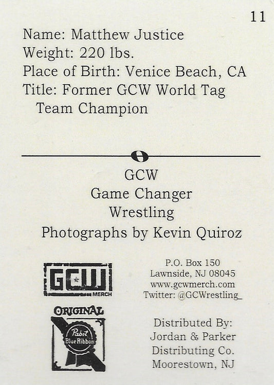 Matthew Justice trading card PW Catalog