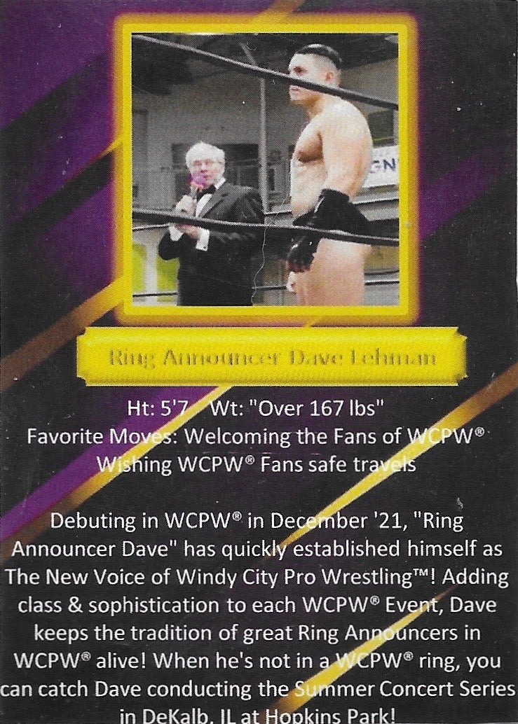 Ring Announcer Dave Lehman trading card PW Catalog