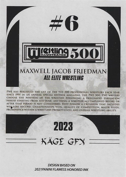 Maxwell Jacob Friedman – MJF trading card PW Catalog