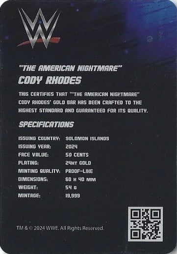 “The American Nightmare” Cody Rhodes trading card PW Catalog