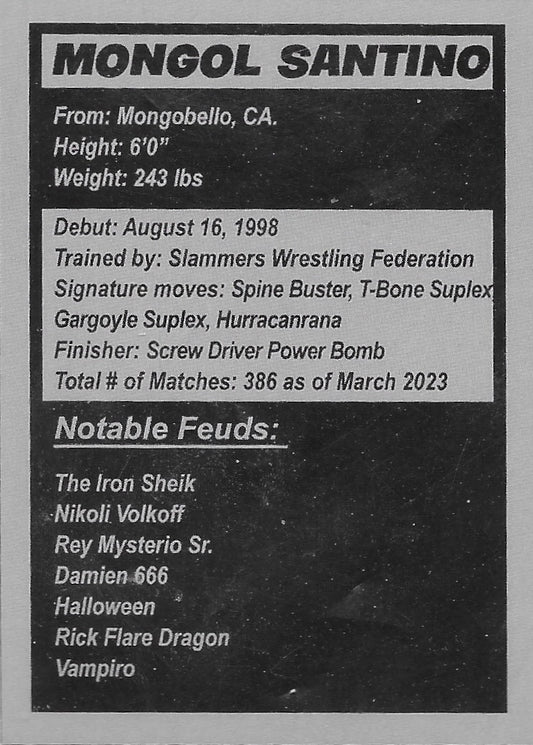 Mongol Santino trading card PW Catalog