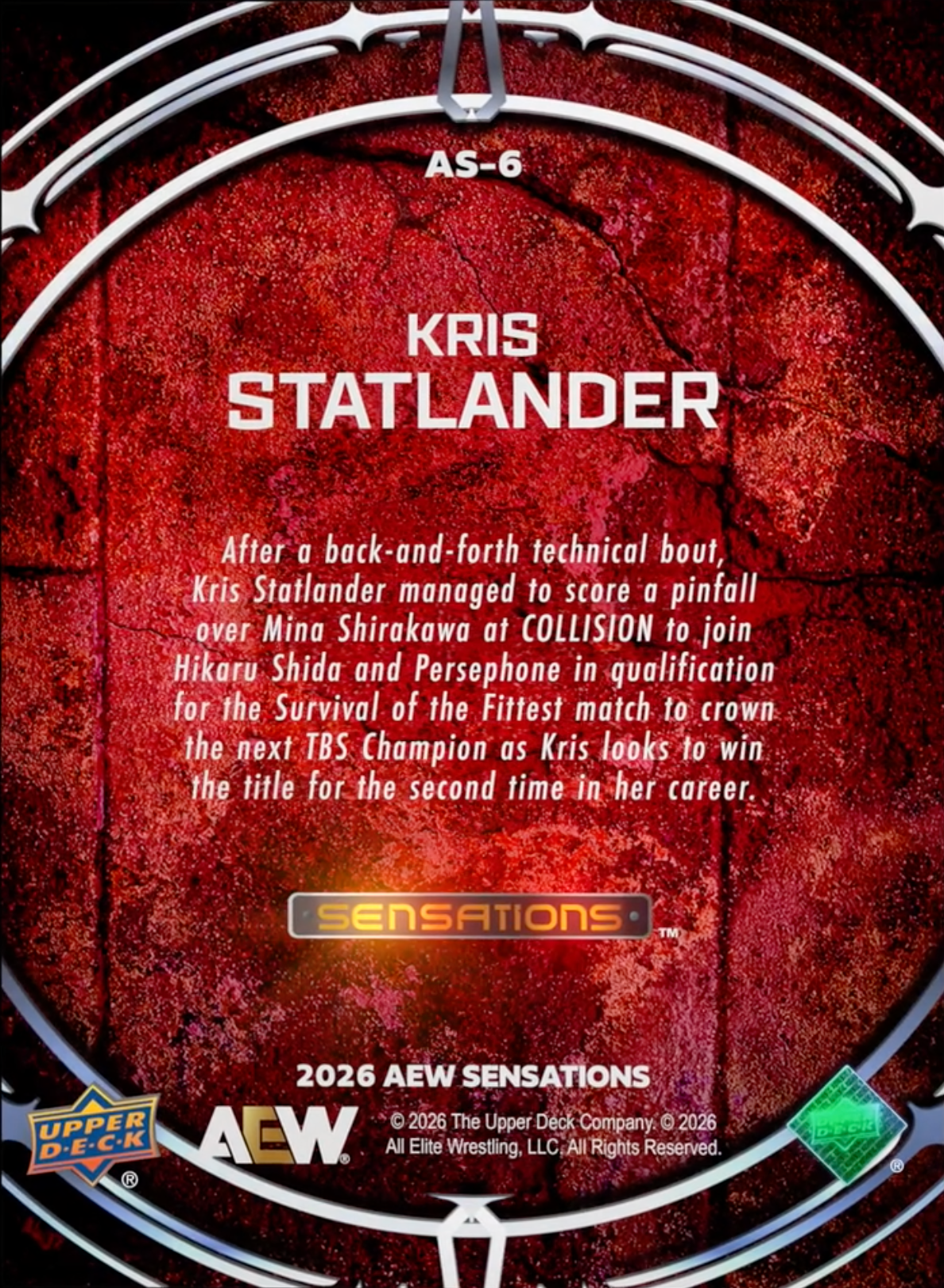 June 20, 2026 – Kris Statlander – a Victory Over Mina Shirakawa Qualifies Kris Statlander for the Survival of the Fittest Match to Crown a New TBS Champion