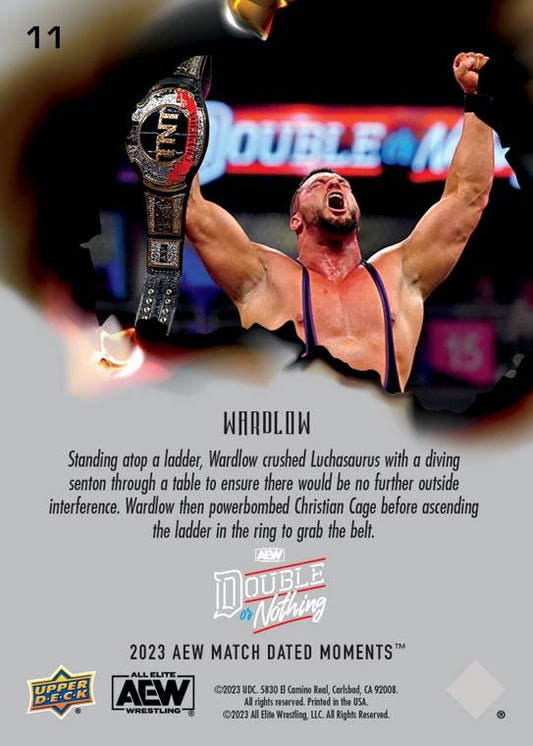 Wardlow – Wardlow Hit Luchasaurus With a Senton From the Top of the Ladder, Retains TNT Championship trading card PW Catalog