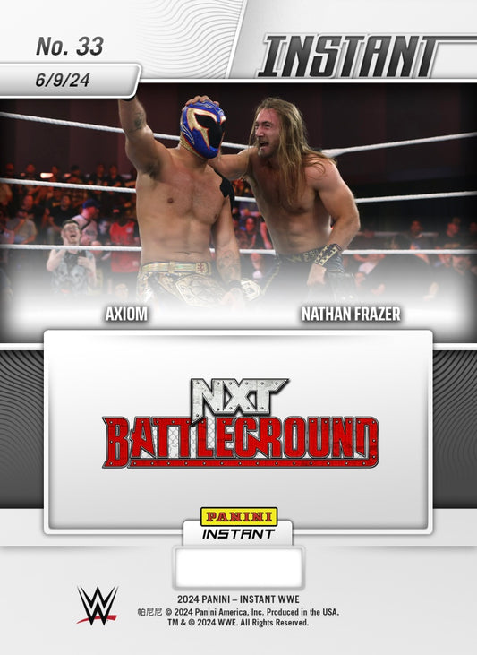 Axiom / Nathan Frazer – Axiom and Nathan Frazer Retain NXT TAG Team Championships trading card PW Catalog