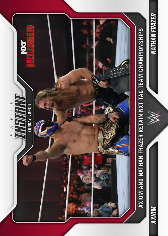 Axiom / Nathan Frazer – Axiom and Nathan Frazer Retain NXT TAG Team Championships trading card PW Catalog