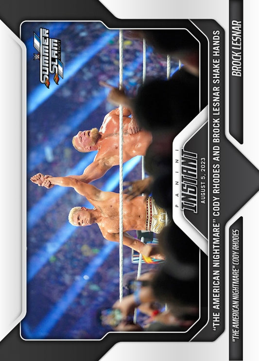 “The American Nightmare” Cody Rhodes / Brock Lesnar – “the American Nightmare Cody Rhodes and Brock Lesnar Shake Hands trading card PW Catalog