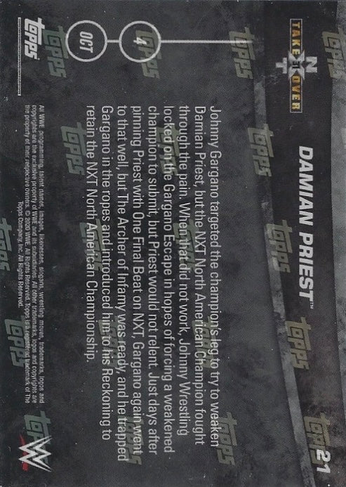 Damain Priest DEF. Johnny Gargano to Retain the NXT North American Championship trading card PW Catalog