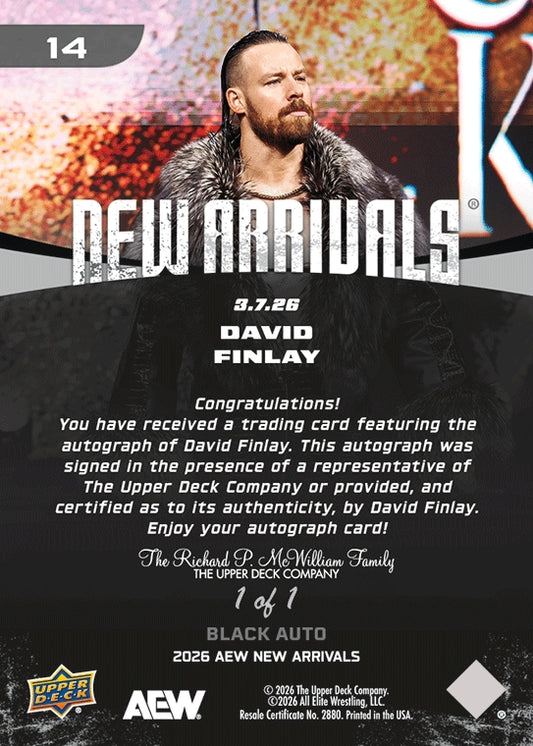 David Finlay trading card PW Catalog