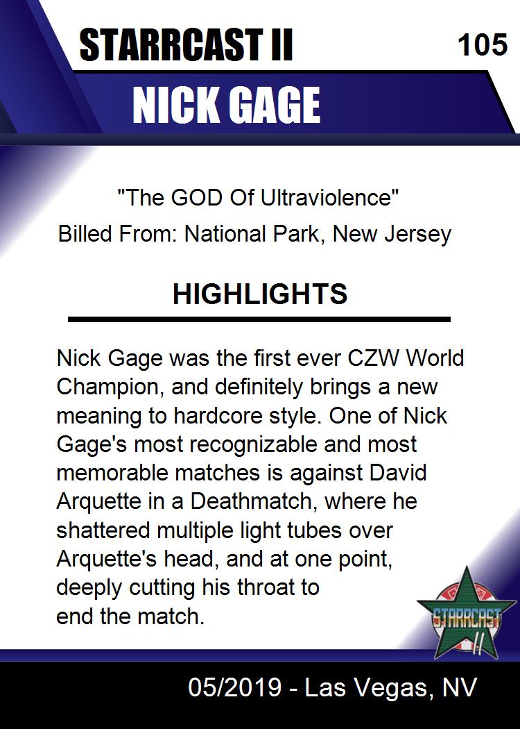 Nick Gage trading card PW Catalog