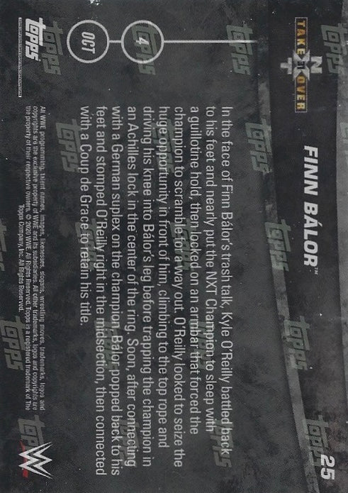 Finn Balor DEF. Kyle O’reilly to Retain the NXT Championship trading card PW Catalog