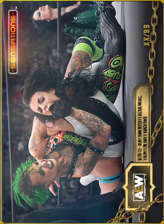 6/28/23 – Ruby Soho – Ruby Soho Defeats Alexia Nicole, Taunts DR. Britt Baker D.M.D. trading card PW Catalog