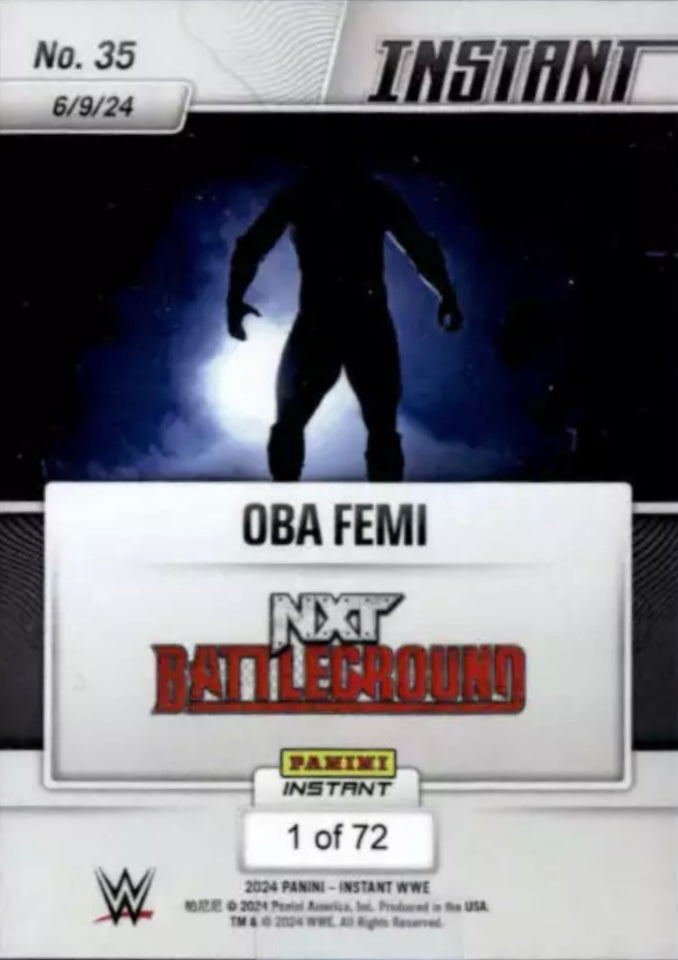 OBA Femi – OBA Femi Retains NXT North American Championship trading card PW Catalog