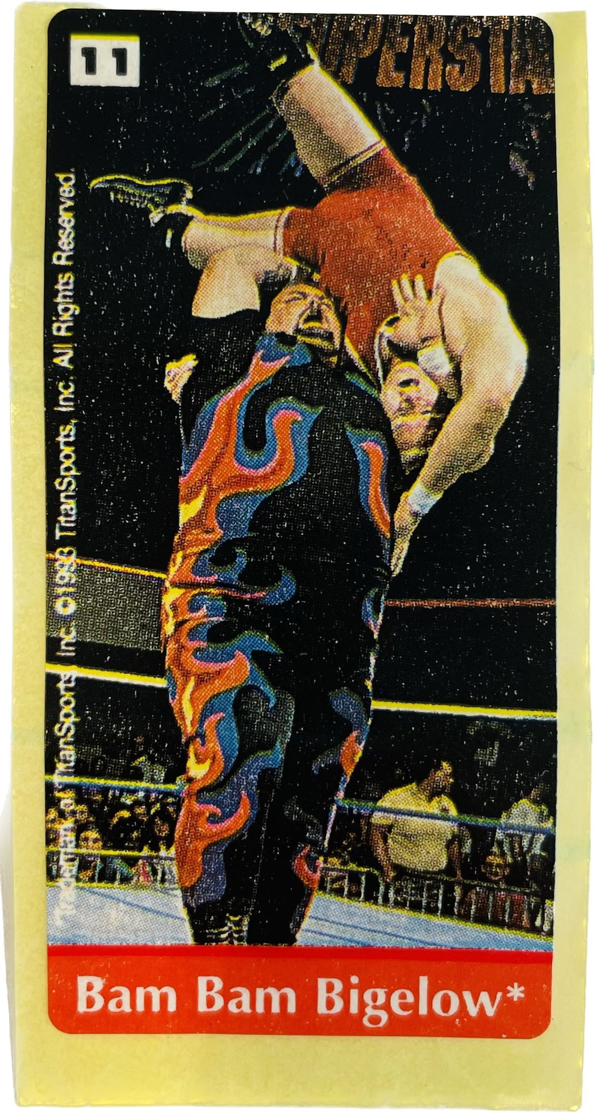 WWF Dunkin Bubble Gum Stickers (1993) No. 11 Bam Bam Bigelow PW Catalog