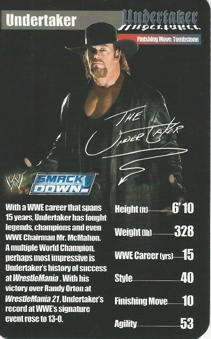 WWE Top Trumps Superstars 1 2005 Undertaker trading card PW Catalog