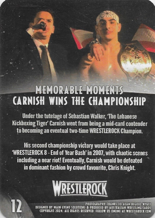 Memorable Moments: Carnish Wins the Championship trading card PW Catalog