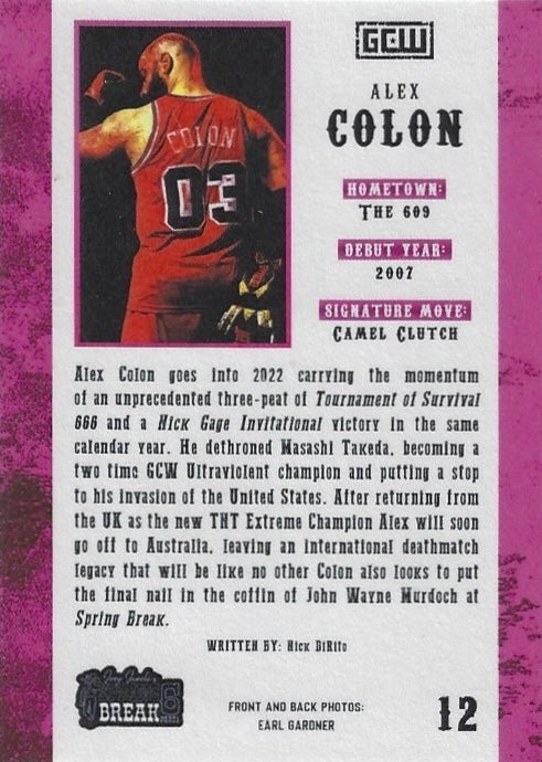 “The Blood Fighter” Alex Colon trading card PW Catalog