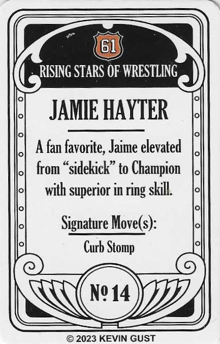 Jamie Hayter trading card PW Catalog