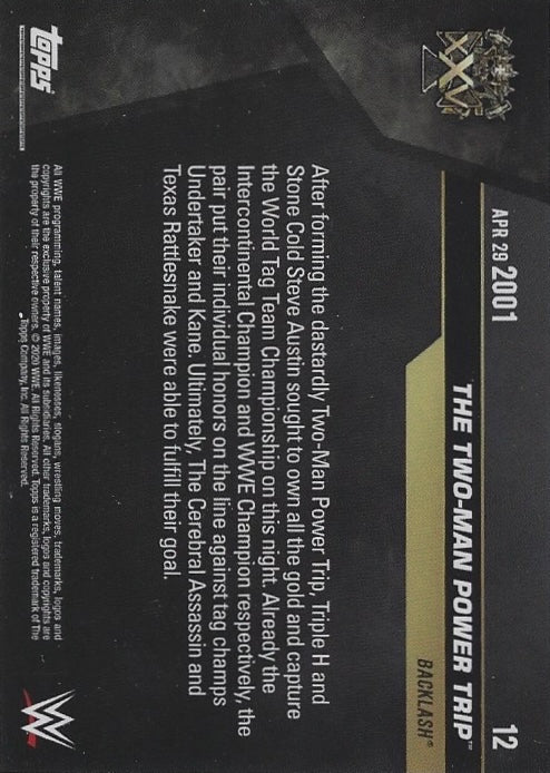 APR 29 2001 – the Two-Man Power Trip DEF. the Brothers of Destruction in a Winners-Take-All Match trading card PW Catalog