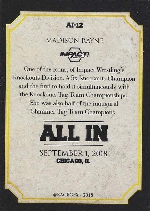 Madison Rayne trading card PW Catalog