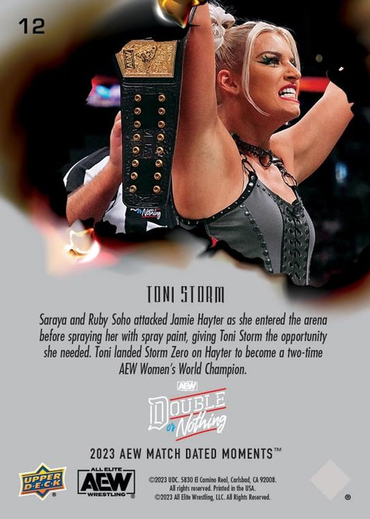 Toni Storm – Toni Storms Lands Storm Zero, Defeats Jamie Hayter for AEW Women’s World Championship trading card PW Catalog