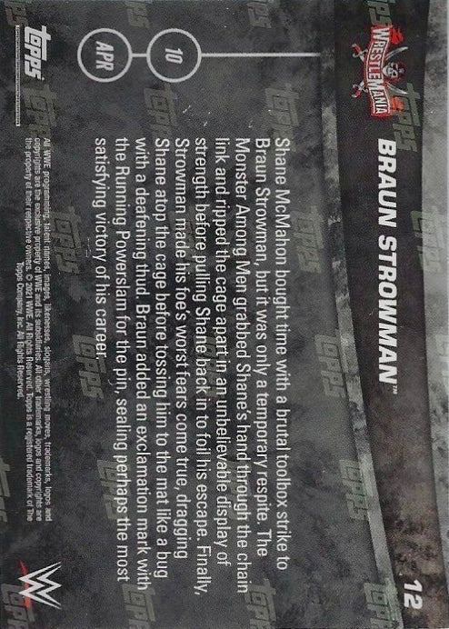 Braun Strowman DEF. Shane Mcmahon in a Steel Cage Match trading card PW Catalog