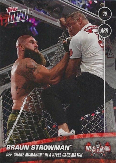 Braun Strowman DEF. Shane Mcmahon in a Steel Cage Match trading card PW Catalog