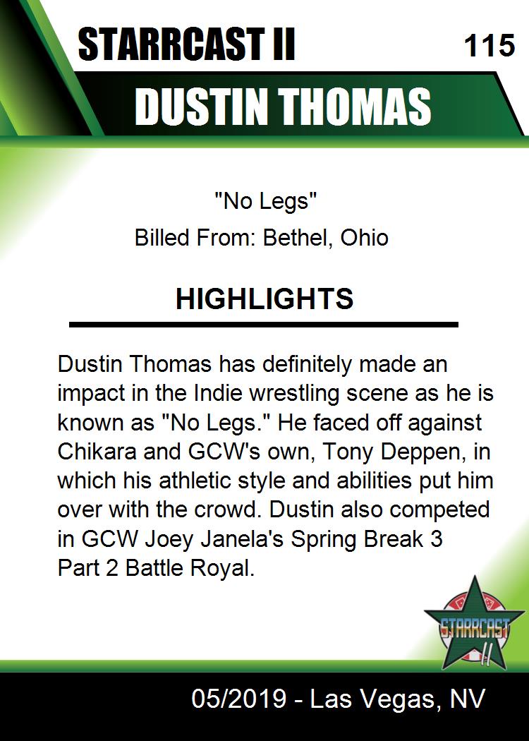 Dustin Thomas trading card PW Catalog