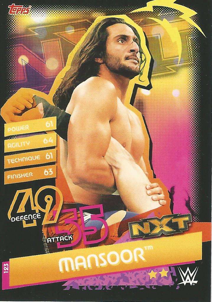 WWE Topps Slam Attax Reloaded 2020 Mansoor #123 NXT