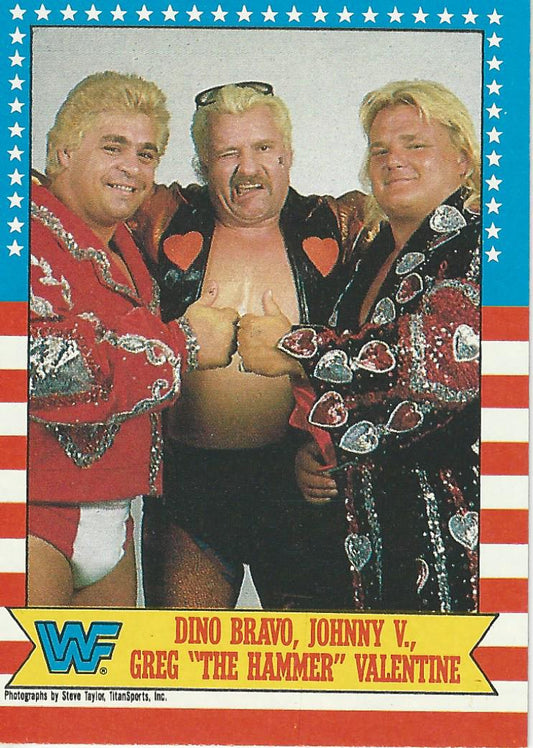 Topps WWF Wrestling Cards 1987 Dino Bravo Johnny V and Greg Valentine #12