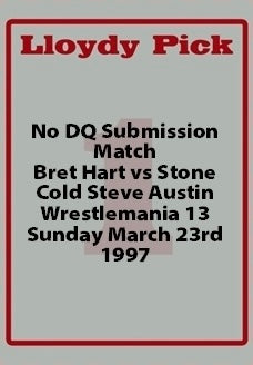 Bret Hart vs Stone Cold Steve Austin trading card PW Catalog